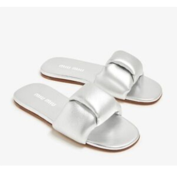 Miu Miu metallic slide sandals size 37 made in Italy